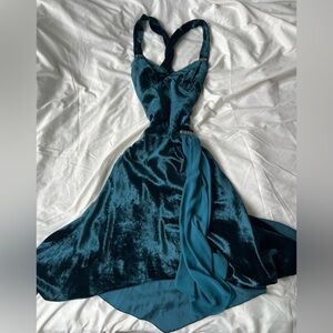 Elegant Teal Velvet Dress
